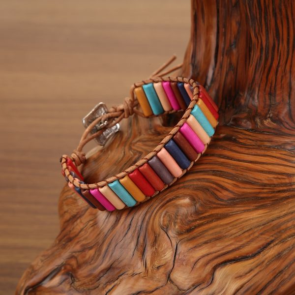 heyi bracelet jewelry handmade multicolor natural stone tube beads leather winding bracelet new fashion women's, Golden;silver
heyi bracelet jewelry handmade multicolor natural stone tube beads leather winding bracelet new fashion women's, Golden;silver