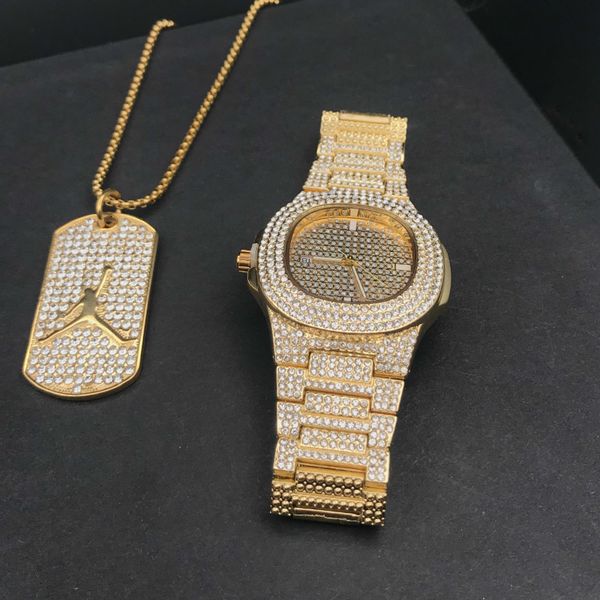 luxury gold hip hop jewelry stylish watch & necklace combo set watch diamond men hip hop chain necklace ice out watch for men ly191206, Slivery;brown
luxury gold hip hop jewelry stylish watch & necklace combo set watch diamond men hip hop chain necklace ice out watch for men ly191206, Slivery;brown