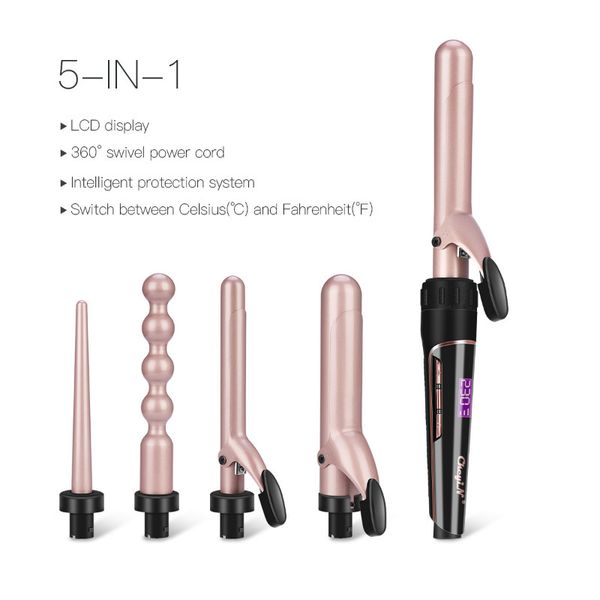 3/5in1 hair curling iron wand ceramic professional salon interchangeable barrels hair curler deep wave styling tool
3/5in1 hair curling iron wand ceramic professional salon interchangeable barrels hair curler deep wave styling tool