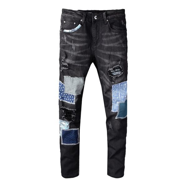 mens designer jeans ripped distressed slim fit motorcycle biker denim skinny jeans for man patches black hip hop jeans, Blue
mens designer jeans ripped distressed slim fit motorcycle biker denim skinny jeans for man patches black hip hop jeans, Blue