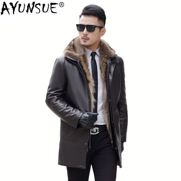 ayunsue genuine leather jacket men winter sheepskin coat for men real raccoon fur liner warm parka blouson cuir homme kj1433, Black
ayunsue genuine leather jacket men winter sheepskin coat for men real raccoon fur liner warm parka blouson cuir homme kj1433, Black