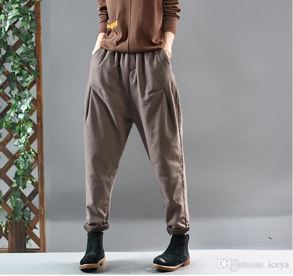 original winter new retro literary cotton quilted elastic waist with thick warm cotton trousers female leisure joker, Black;white
original winter new retro literary cotton quilted elastic waist with thick warm cotton trousers female leisure joker, Black;white