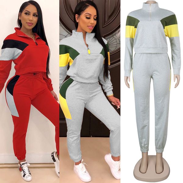 women long sleeves zipper colors patchwork cotton sports running suit casual club party tracksuit two piece pants sets, White
women long sleeves zipper colors patchwork cotton sports running suit casual club party tracksuit two piece pants sets, White