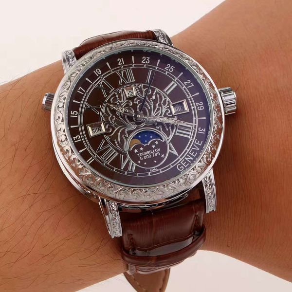 new luxury mens watch 43mm double sided miyota 3-pin movement fine steel carving case hardlex glass mirror genuine leathe strap, Slivery;brown
new luxury mens watch 43mm double sided miyota 3-pin movement fine steel carving case hardlex glass mirror genuine leathe strap, Slivery;brown