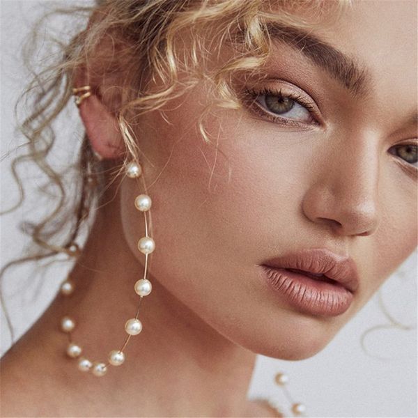 fashion statement earrings pearl big circle earrings exaggerated pearl female hanging dangle earring brincos bijoux, Silver
fashion statement earrings pearl big circle earrings exaggerated pearl female hanging dangle earring brincos bijoux, Silver
