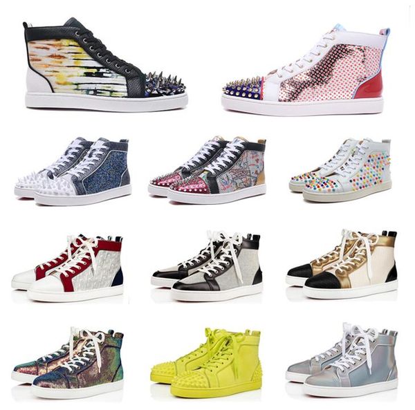 men women casual shoes high-fashion classic boots red bottom studded spikes fashion insider sneakers black red white leather high shoes
men women casual shoes high-fashion classic boots red bottom studded spikes fashion insider sneakers black red white leather high shoes