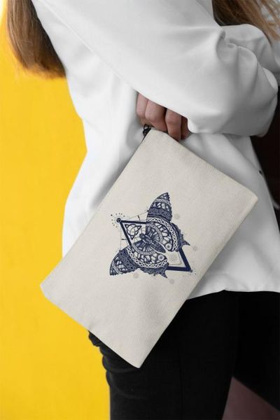 angemiel clutch mystic butterfly portfolio hand makeup bag, Silver