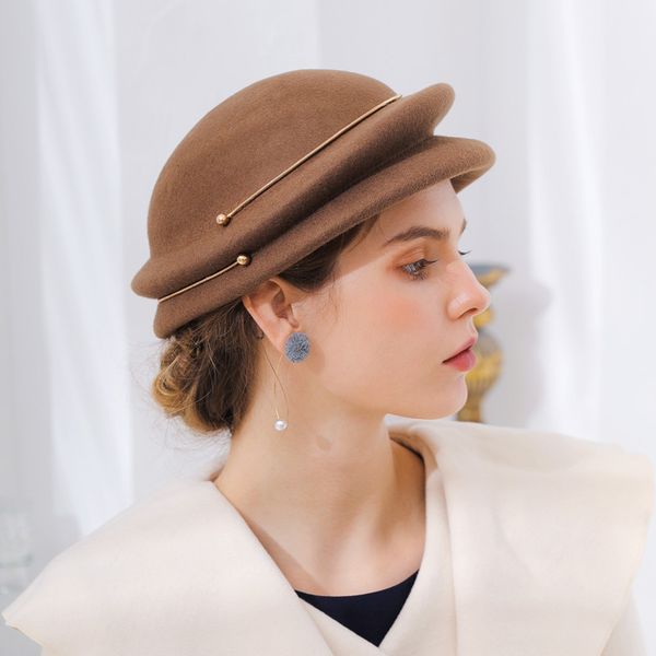 winter woman's 100% pure wool felt berets for women fashion adjustable chain crimping hat women's personality woman's hat, Blue;gray
winter woman's 100% pure wool felt berets for women fashion adjustable chain crimping hat women's personality woman's hat, Blue;gray