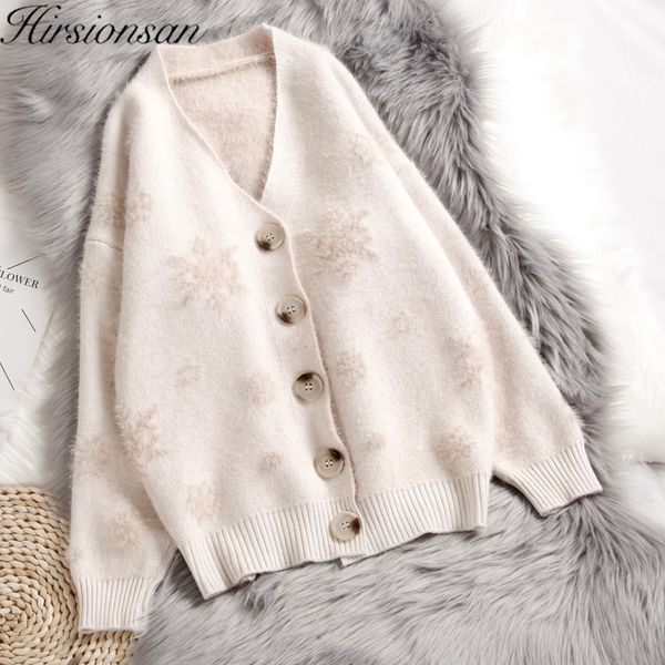 hirsionsan elegant sweater women 2019 autumn winter vintage cashmere cardigan knitted loose v neck korean soft female, White
hirsionsan elegant sweater women 2019 autumn winter vintage cashmere cardigan knitted loose v neck korean soft female, White