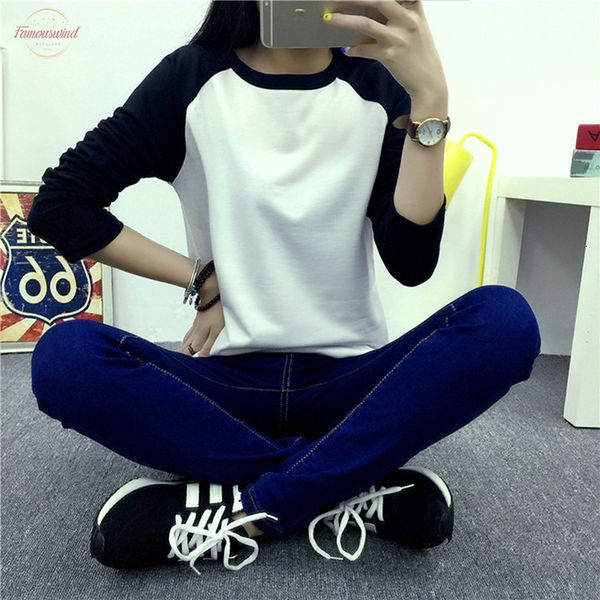 all matched sleeve t shirt autumn women striped splicing t shirt fashion o neck long sleeve top, White
all matched sleeve t shirt autumn women striped splicing t shirt fashion o neck long sleeve top, White