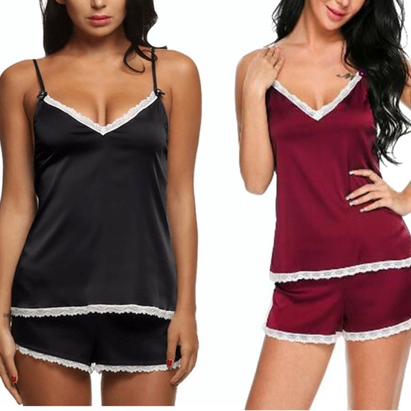 summer women silk pijamas sleepwear sling v neck shorts sets lace sleepwear pajama set clothes, Blue;gray
summer women silk pijamas sleepwear sling v neck shorts sets lace sleepwear pajama set clothes, Blue;gray