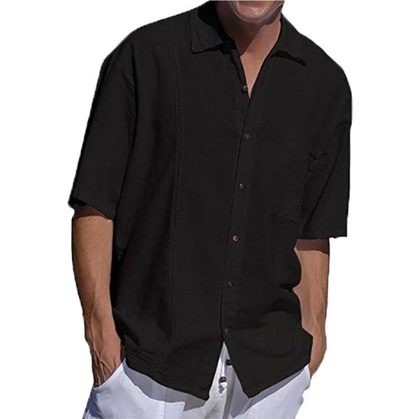 man new solid plain shirts men vogue loose casual shirt short sleeve pocket turn down collar daily leisure clothes summer, White;black
man new solid plain shirts men vogue loose casual shirt short sleeve pocket turn down collar daily leisure clothes summer, White;black