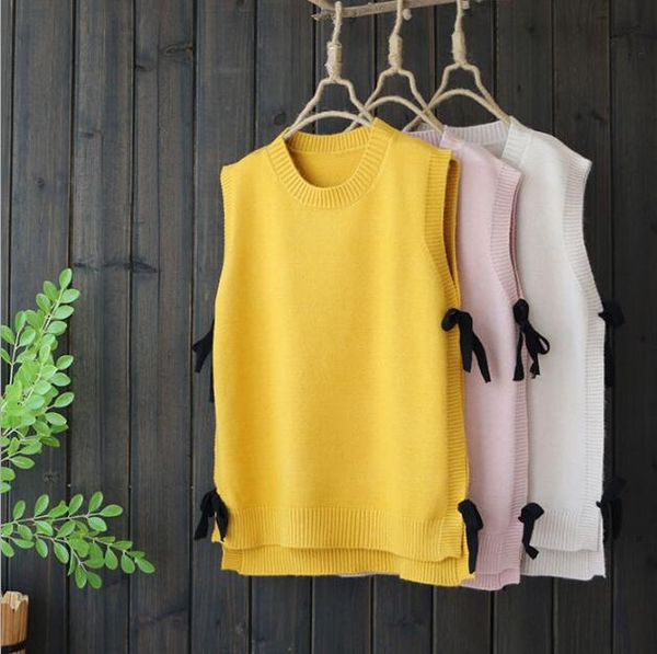 sweet japanese solid color side tie sleeveless vest pullover sweater autumn winter 2108 mori girl, White;black
sweet japanese solid color side tie sleeveless vest pullover sweater autumn winter 2108 mori girl, White;black