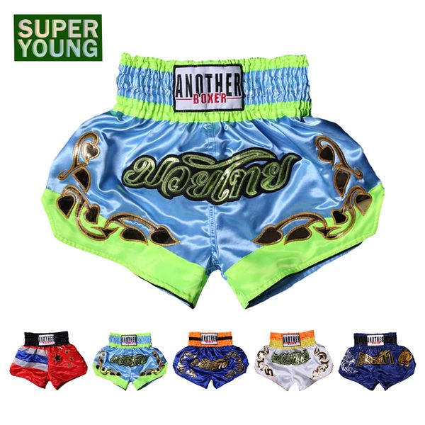 

muay thai men kids bjj boxeo shorts boy kick boxing clothes children kickbox grappling fight training sanda gym trunks pants, Blue