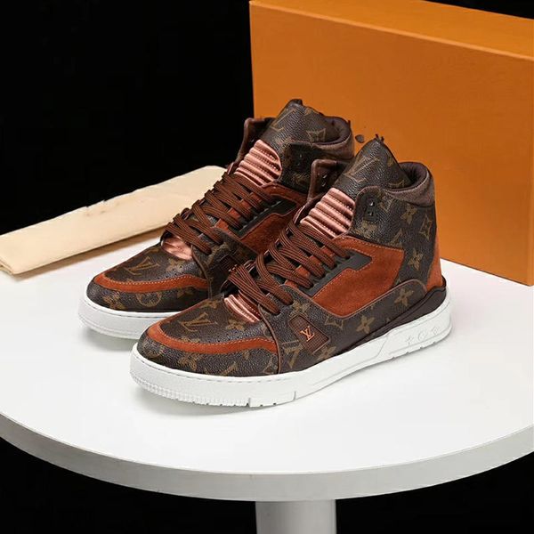 men high help genuine leather printing leather panel senior handmade sport shoes for casual sports shoes new fashion stitching, Black 
men high help genuine leather printing leather panel senior handmade sport shoes for casual sports shoes new fashion stitching, Black