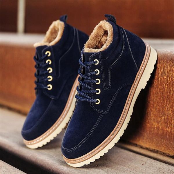 men's plus velvet plus cotton boots autumn and winter new casual men's shoes to keep warm trend cotton shoes, Black