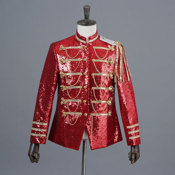 red jacket men jaqueta glitter sequin bling men jacket dj singer outfit costume stage clothes for singers, White;black
red jacket men jaqueta glitter sequin bling men jacket dj singer outfit costume stage clothes for singers, White;black