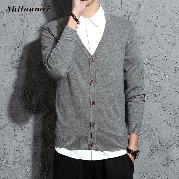 men sweaters knitted cardigan cotton long sleeve casual knitwear men v-neck solid button fit sweatercoat jacket classic overwear, White;black
men sweaters knitted cardigan cotton long sleeve casual knitwear men v-neck solid button fit sweatercoat jacket classic overwear, White;black