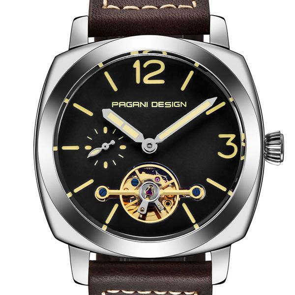 45 mm pagani design black dial luminous brown leather men's watch fashion brand casual automatic men's mechanical watch, Slivery;brown
45 mm pagani design black dial luminous brown leather men's watch fashion brand casual automatic men's mechanical watch, Slivery;brown