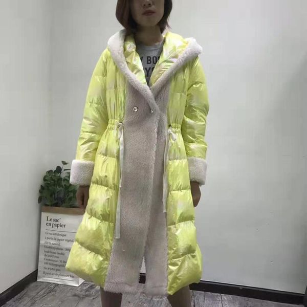 white duck down jacket x-long winter coat women 2019 patchwork sheep fur parkas hooded thick warm clothing female outerwear, Black
white duck down jacket x-long winter coat women 2019 patchwork sheep fur parkas hooded thick warm clothing female outerwear, Black