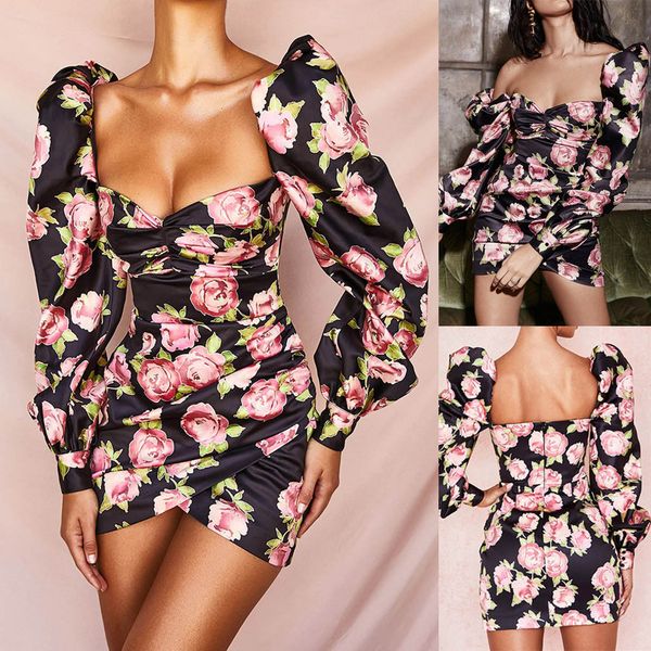 women square collar puff sleeve floral print backless cross hem mini party dress 2019 short dress women party#g30, Black;gray
women square collar puff sleeve floral print backless cross hem mini party dress 2019 short dress women party#g30, Black;gray