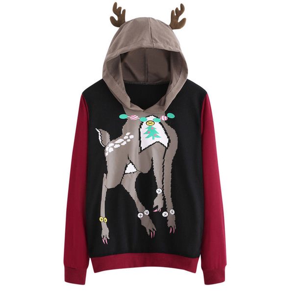 new style women hoodies fashion with hat women's christmas reindeer long sleeve pullover casual party hoodie, Black
new style women hoodies fashion with hat women's christmas reindeer long sleeve pullover casual party hoodie, Black