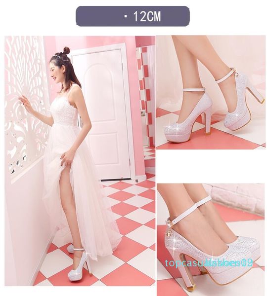 new sequins shoes diamond wedding shoes heels bride silver bridesmaids dinner dress shoes t19, Black
