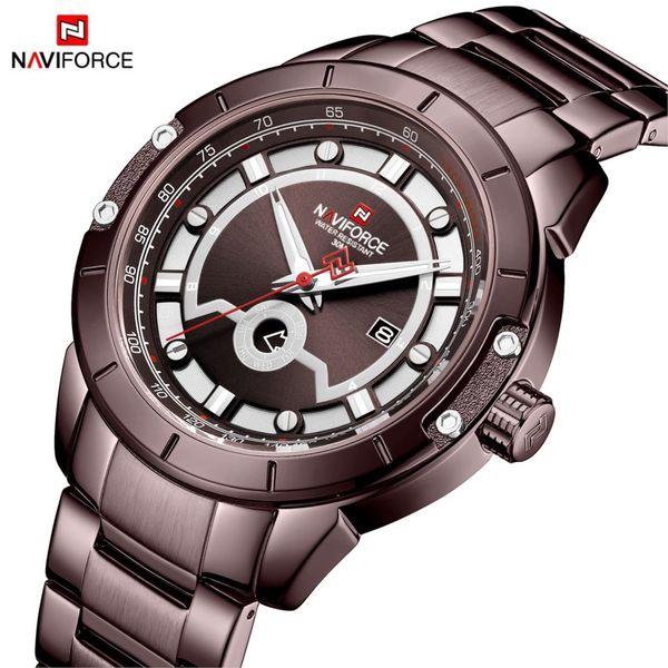 new naviforce mens watches men full steel watches quartz watch analog waterproof sport army wristwatch, Slivery;brown
new naviforce mens watches men full steel watches quartz watch analog waterproof sport army wristwatch, Slivery;brown