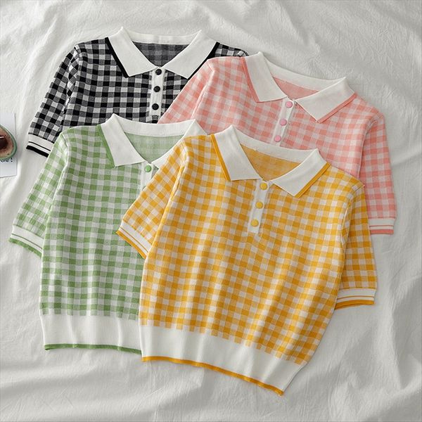 zhang beibei ibell clothes elegant clothing style short-sleeved t- women's western style small shirt plaid lapel loose polo shirt, White
zhang beibei ibell clothes elegant clothing style short-sleeved t- women's western style small shirt plaid lapel loose polo shirt, White