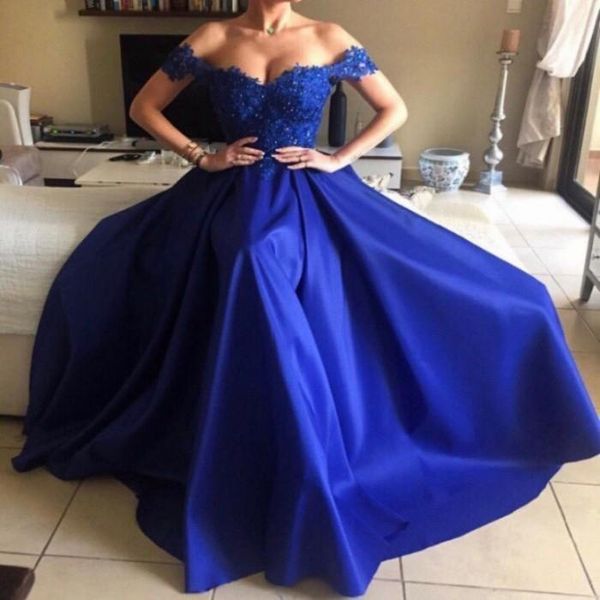 2019 Royal Blue Evening Dresses Long A Line Lace Prom Dresses Off the Shoulder Plus Size Formal Party Dress
2019 Royal Blue Evening Dresses Long A Line Lace Prom Dresses Off the Shoulder Plus Size Formal Party Dress