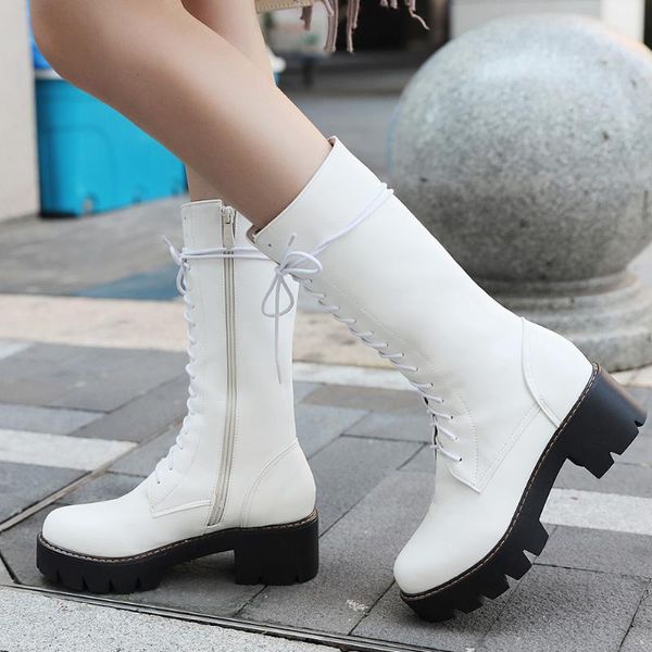 sarairis new wholesale chunky heel plus size 43 woman shoes women fashion plaftorm shoelaces mid calf boots female, Black
sarairis new wholesale chunky heel plus size 43 woman shoes women fashion plaftorm shoelaces mid calf boots female, Black