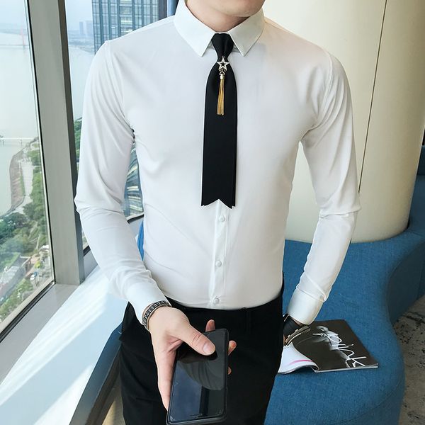 fashion designer men shirt autumn new slim fit solid male shirt dress long sleeve casual tuxedo business formal wear blouses 3xl, White;black
fashion designer men shirt autumn new slim fit solid male shirt dress long sleeve casual tuxedo business formal wear blouses 3xl, White;black