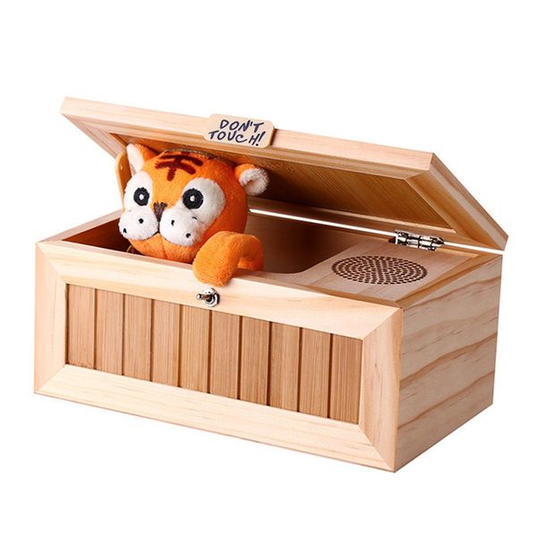 

glorystar wooden useless box leave me alone box most useless machine don't touch tiger toy gift with sound