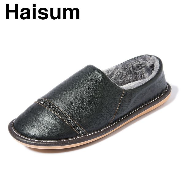 men's slippers winter genuine leather with heel thick with plush home indoor non-slip thermal slippers 2018 new h-8011, Black
men's slippers winter genuine leather with heel thick with plush home indoor non-slip thermal slippers 2018 new h-8011, Black
