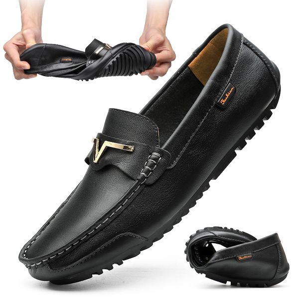 genuine leather men shoes summer men's leather loafers non-slip casual middle-aged wear-resistant soft bottom business shoes man, Black
genuine leather men shoes summer men's leather loafers non-slip casual middle-aged wear-resistant soft bottom business shoes man, Black