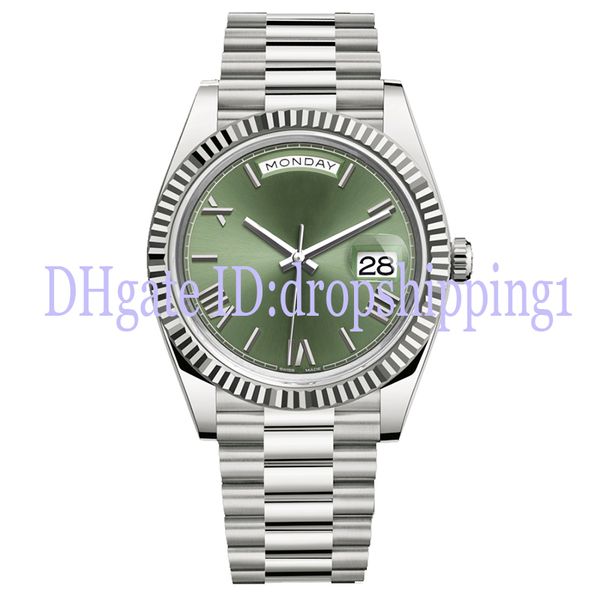2019 mens watch 40mm day date green rome number face big date automatic mechanics watch men sapphire glass stainless steel wristwatches, Slivery;brown
2019 mens watch 40mm day date green rome number face big date automatic mechanics watch men sapphire glass stainless steel wristwatches, Slivery;brown