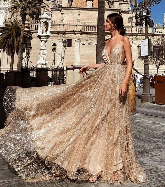 deep v neck sequined prom dresses tulle backless robe de soiree new spaghetti straps long party gowns abendkleider evening dress, Black
deep v neck sequined prom dresses tulle backless robe de soiree new spaghetti straps long party gowns abendkleider evening dress, Black