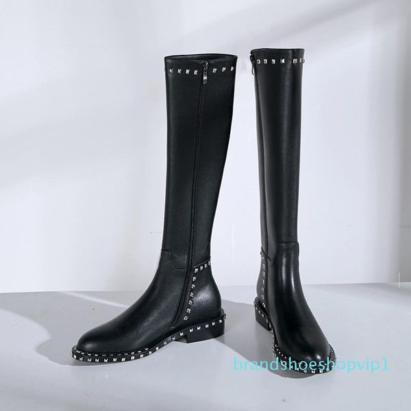 winter motorcycle boots women genuine leather+pu thick heel women knee high boots warm rivets shoes snow, Black
winter motorcycle boots women genuine leather+pu thick heel women knee high boots warm rivets shoes snow, Black