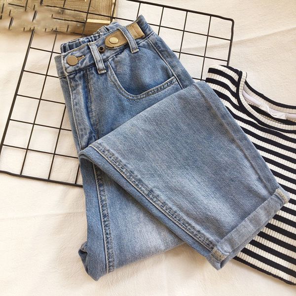 women streetwear elastic waist mom jeans high waist loose slouchy jeans pockets boyfriend pants casual ladies denim trousers, Blue
women streetwear elastic waist mom jeans high waist loose slouchy jeans pockets boyfriend pants casual ladies denim trousers, Blue