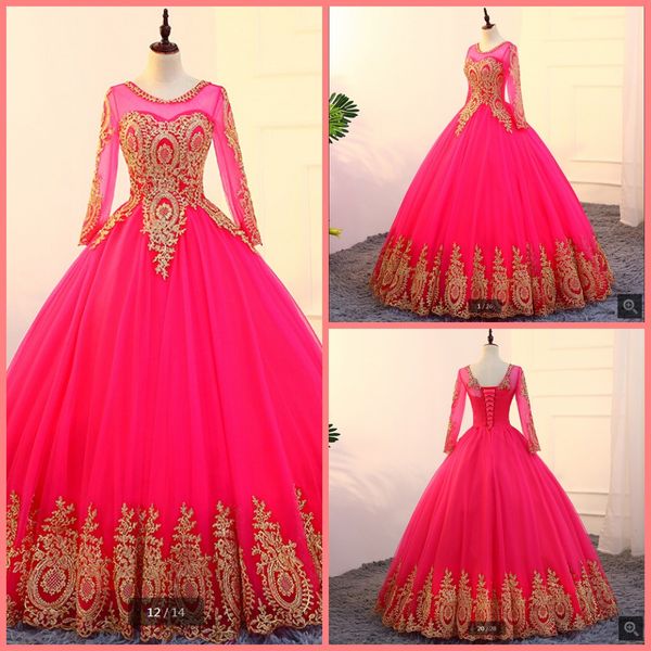 real p ball gown fuchsia gold lace appliques long sleeve princess prom dress modest muslim women puffy prom gowns sale, Black
real p ball gown fuchsia gold lace appliques long sleeve princess prom dress modest muslim women puffy prom gowns sale, Black