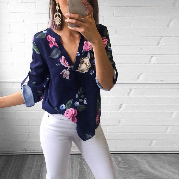 casual floral printed blouses women summer shirt fashion loose 3/4 sleeve v-neck blouse womens leaf print shirt, White
casual floral printed blouses women summer shirt fashion loose 3/4 sleeve v-neck blouse womens leaf print shirt, White