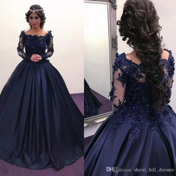 2020 sparkly vintage evening dresses long sleeves beads crystals ruffled sweep train plus size arabic navy blue lace formal prom gowns, Black;red
2020 sparkly vintage evening dresses long sleeves beads crystals ruffled sweep train plus size arabic navy blue lace formal prom gowns, Black;red