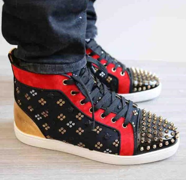 2019 New red shoes hot Famous Red Bottom Spikes Orlato Red Bottom Sneakers Embroidery Loubins Studs High Top Studs Skateboarding
2019 New red shoes hot Famous Red Bottom Spikes Orlato Red Bottom Sneakers Embroidery Loubins Studs High Top Studs Skateboarding