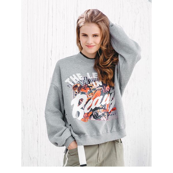 women's fashion hoodie brand 2019 autumn new worn-out printed long-sleeved sweater women designer hoodies 4 colors, Black
women's fashion hoodie brand 2019 autumn new worn-out printed long-sleeved sweater women designer hoodies 4 colors, Black