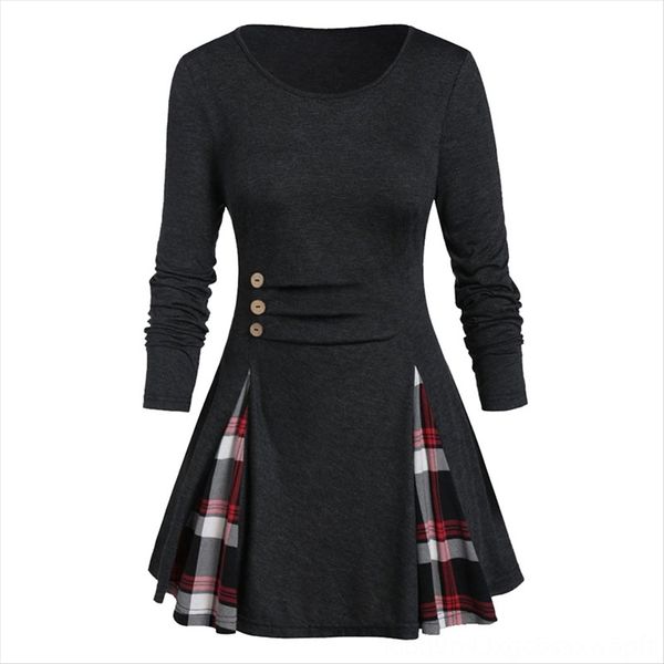 women's round long sleeve teller round collar female teller collar long-sleeved plaid big hem front decorative buckle large size female, White
women's round long sleeve teller round collar female teller collar long-sleeved plaid big hem front decorative buckle large size female, White
