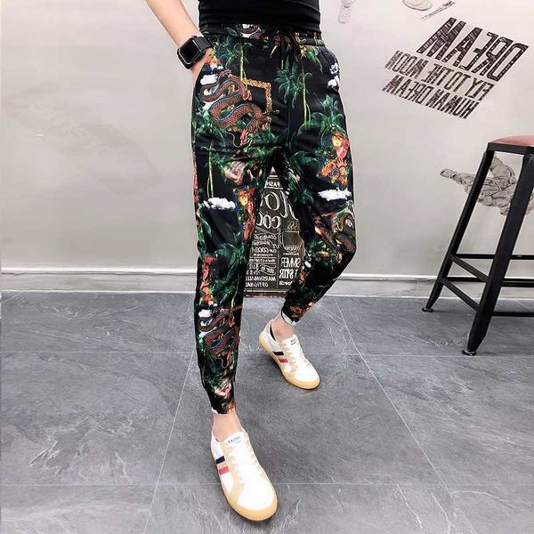 men's pants printed casual trend 9-point harun slim leggings personalized thin floral mens wear, Black
men's pants printed casual trend 9-point harun slim leggings personalized thin floral mens wear, Black