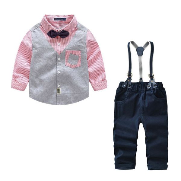 new autumn boutique children's wear boy's long sleeve fake two vest striped shirt bib pants gentleman suit fashion party set, White
new autumn boutique children's wear boy's long sleeve fake two vest striped shirt bib pants gentleman suit fashion party set, White