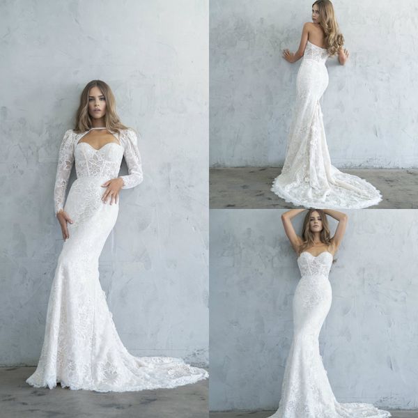 two pieces mermaid wedding dresses with detachable sleeves sweep train country wedding dress custom made lace 2020 abiti da sposa, White
two pieces mermaid wedding dresses with detachable sleeves sweep train country wedding dress custom made lace 2020 abiti da sposa, White