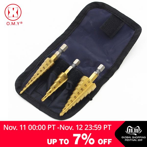 3pcs hss steel titanium step drill bits 3-12mm 4-12mm 4-20mm step cone cutting tools steel woodworking wood metal drilling set
3pcs hss steel titanium step drill bits 3-12mm 4-12mm 4-20mm step cone cutting tools steel woodworking wood metal drilling set