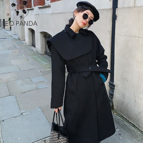 women's wool & blends autumn/winter 2021 coat personality lapel long korean temperament fashion elegant, Black
women's wool & blends autumn/winter 2021 coat personality lapel long korean temperament fashion elegant, Black